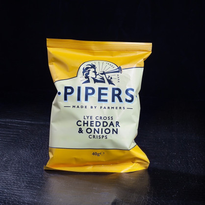 Chips au cheddar et oignons 40g Pipers  Chips