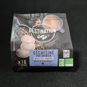 Dosettes café décaféiné x18 bio Destination 125g  En capsules et dosettes
