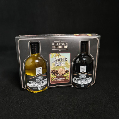 Coffret huile vinaigre truffe noire 2x10cl Le Comptoir de Mathilde  Coffret salé