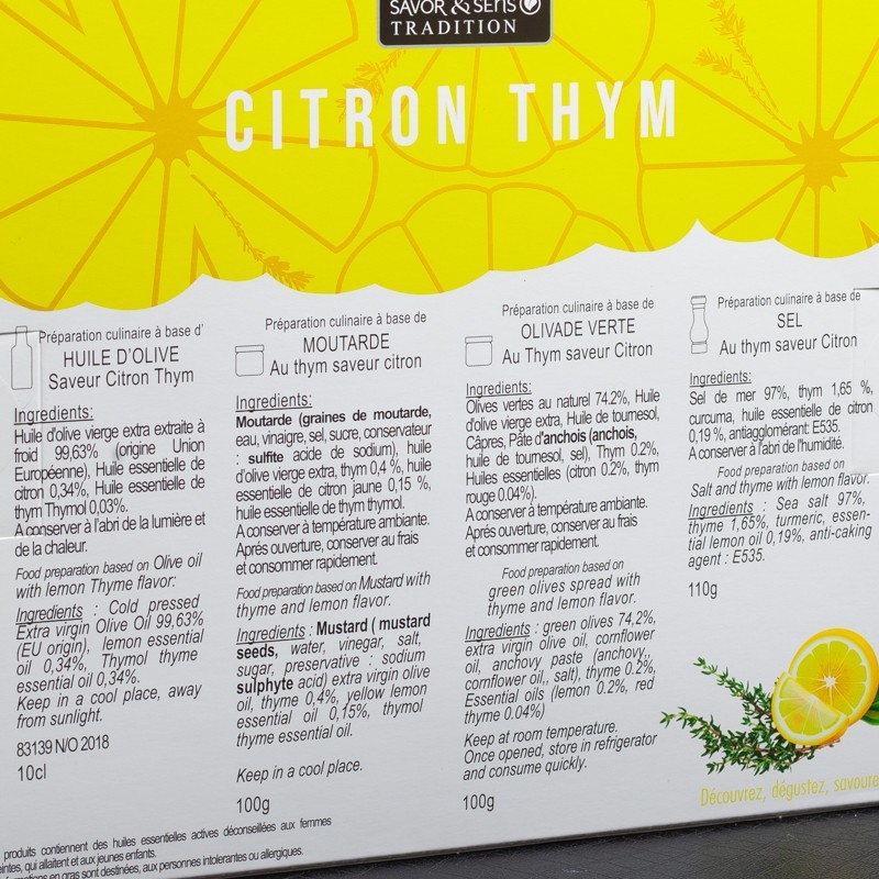 Coffret autour du citron et thym Savor&Sens  Coffret