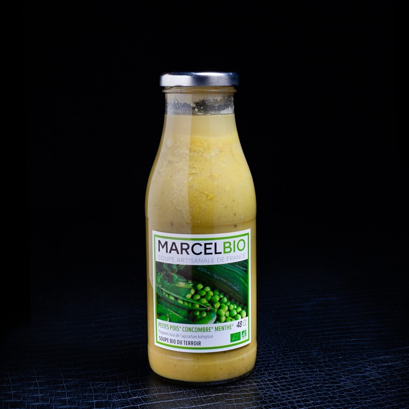 Soupe petit pois-concombre-menthe Marcel bio 48cl  Soupes et croutons