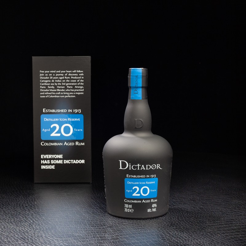 Rhum Ambré Colombie 20ans Dictador 40% 70cl avec coffret  Rhums ambrés