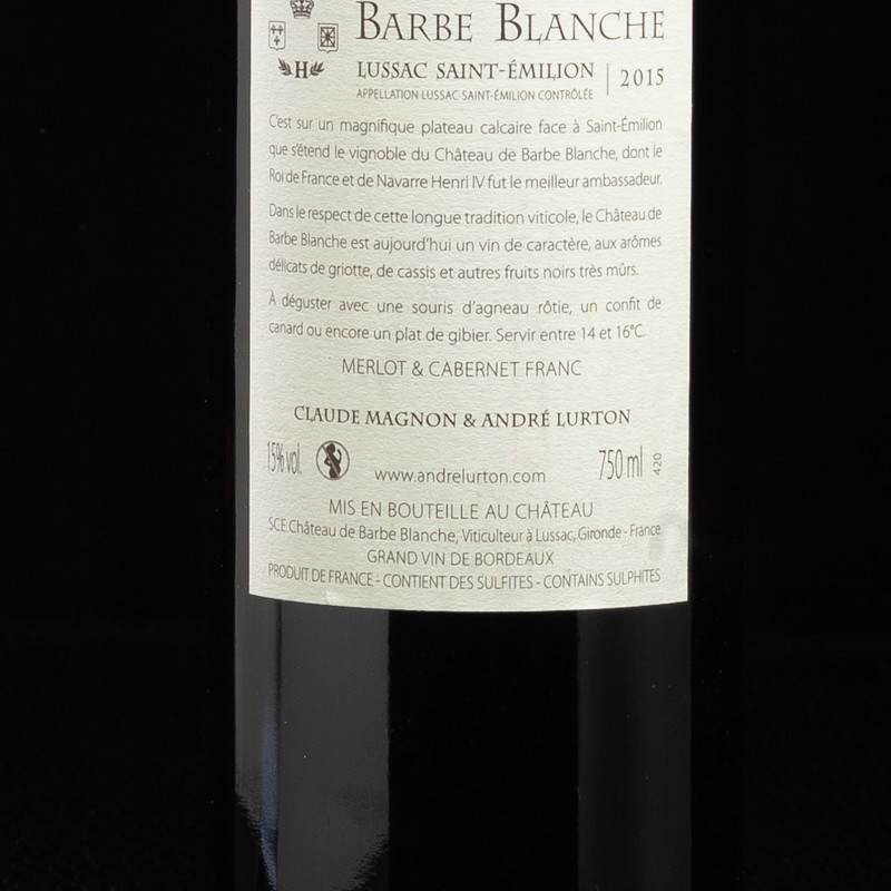 Vin rouge Lussac Saint Emilion 2016 Château Barbe Blanche 75cl  Vins rouges