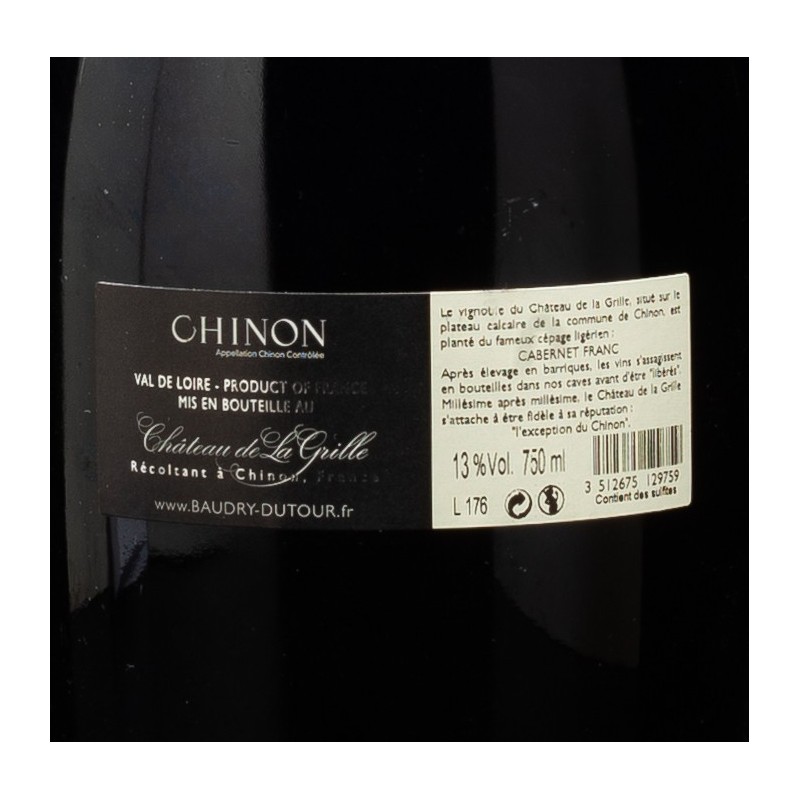 Vin rouge Chinon Château de la Grille 2018 75cl  Vins rouges