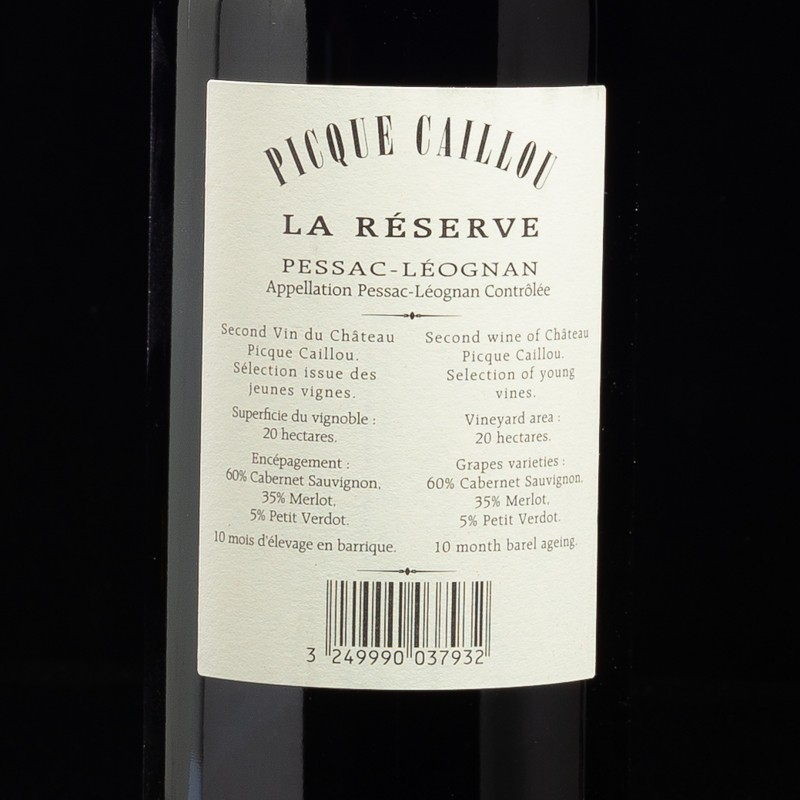 Pessac Léognan rouge Réserve 75cl Château Picque Caillou  Bordeaux