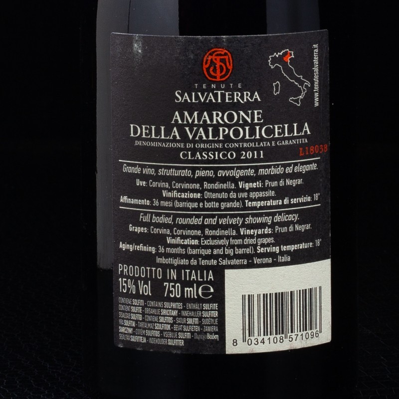 Vin rouge Amarone Della Valpolicella Classico 2011 Della Salva Terra 75cl  Vins rouges