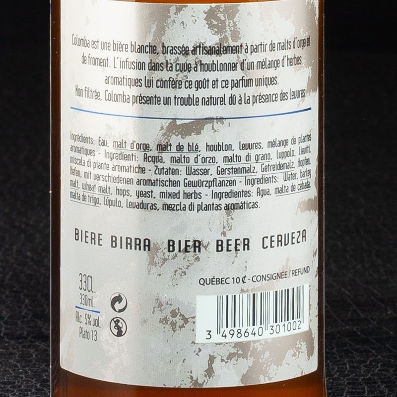 Bière blanche 33cl Colomba  Bières blanches