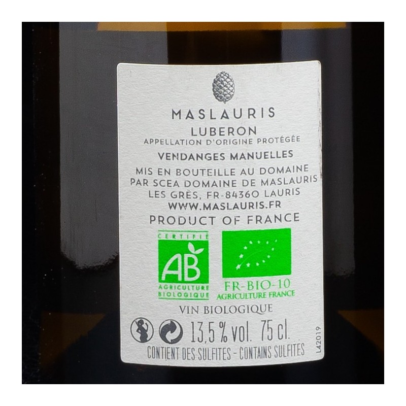 Vin blanc L'Inopiné Luberon 2020 Domaine Mas Lauris 75cl  Vins blancs