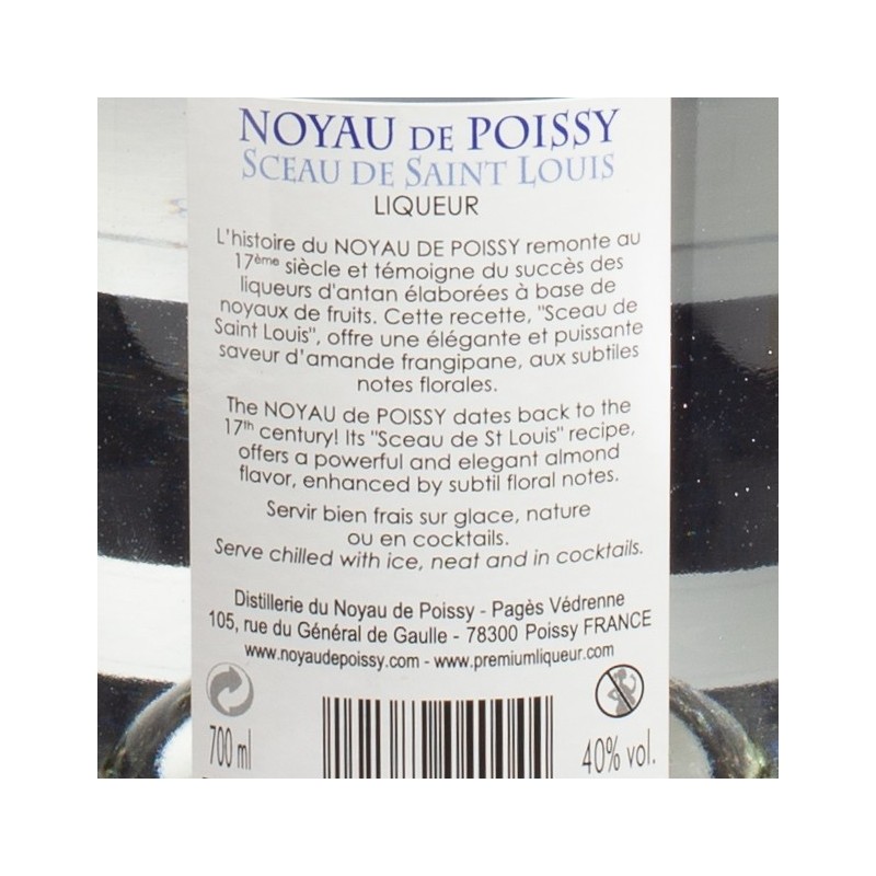 Liqueur : Noyau de Poissy Blanc 40% 70cl  Liqueurs et crèmes