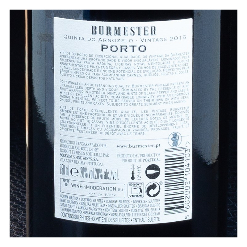 NPT - Porto Burmester Quinta do Arnozelo 2015 75cl  A NE PAS TOUCHER