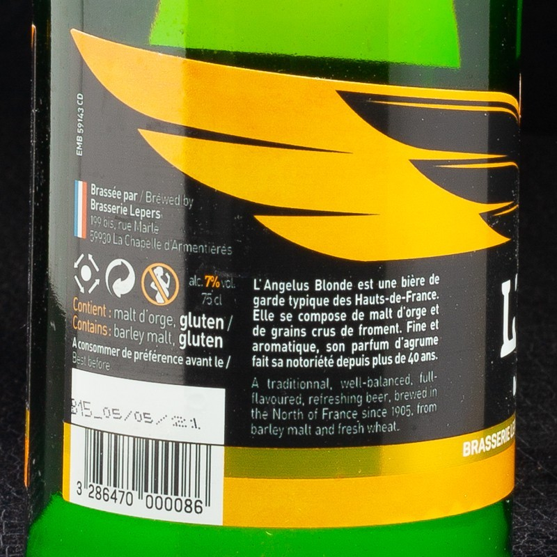 Bière blonde 75cl Angelus  Bières blondes