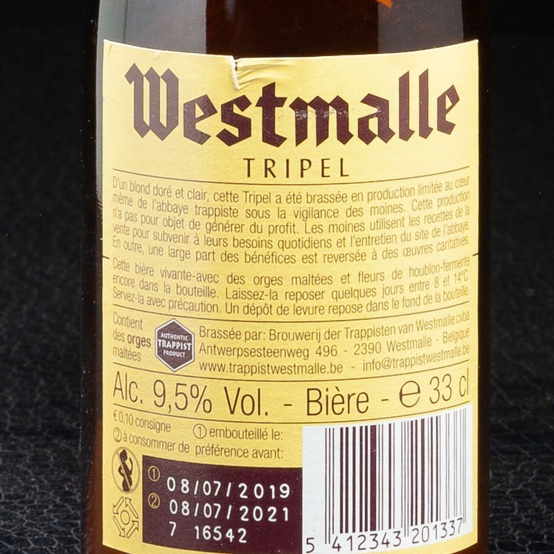 Bière Westmalle Trappiste Tripel 9.50% 33cl  Bières blondes
