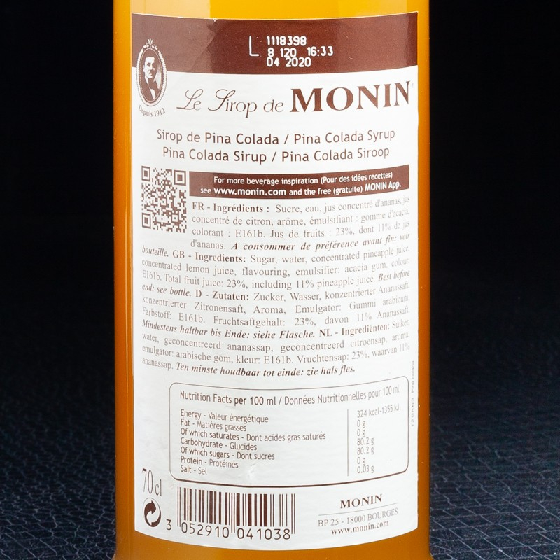 Sirop piña colada 70cl Monin  Sirops