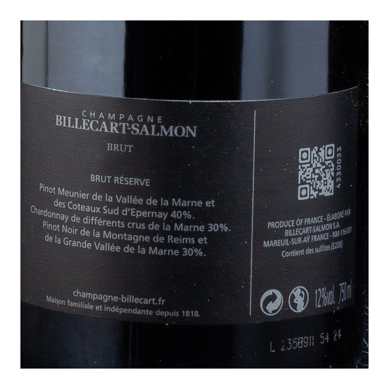 Champagne brut Réserve 75cl Billecart Salmon  Brut