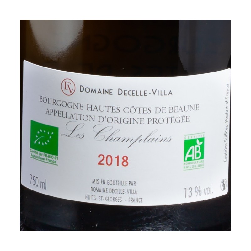 Vin blanc Hautes Côtes de Beaune Les Champlains 2018 Domaine Decelle-Villa 75cl  Vins blancs