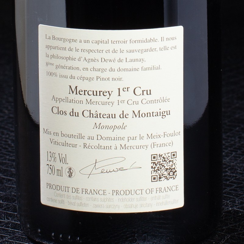 Mercurey 1er cru 2019 Domaine Meix Foulot 75 cl  Vins rouges