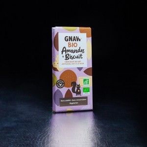 Chocolat au lait amandes et biscuit Gnaw Bio 100g  Tablettes de chocolat