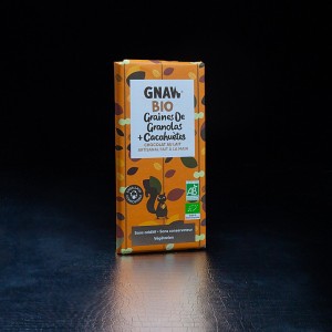 Chocolat au lait graines de granolas et cacahuètes Gnaw Bio 100gr  Tablettes de chocolat