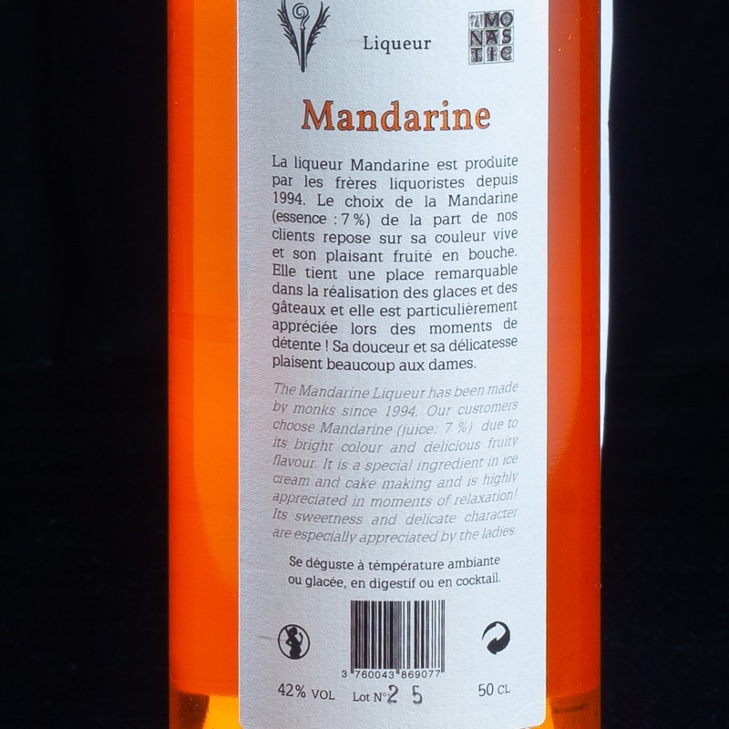 Liqueur Mandarine 42% Abbaye de Lérins 50cl  Liqueurs et crèmes