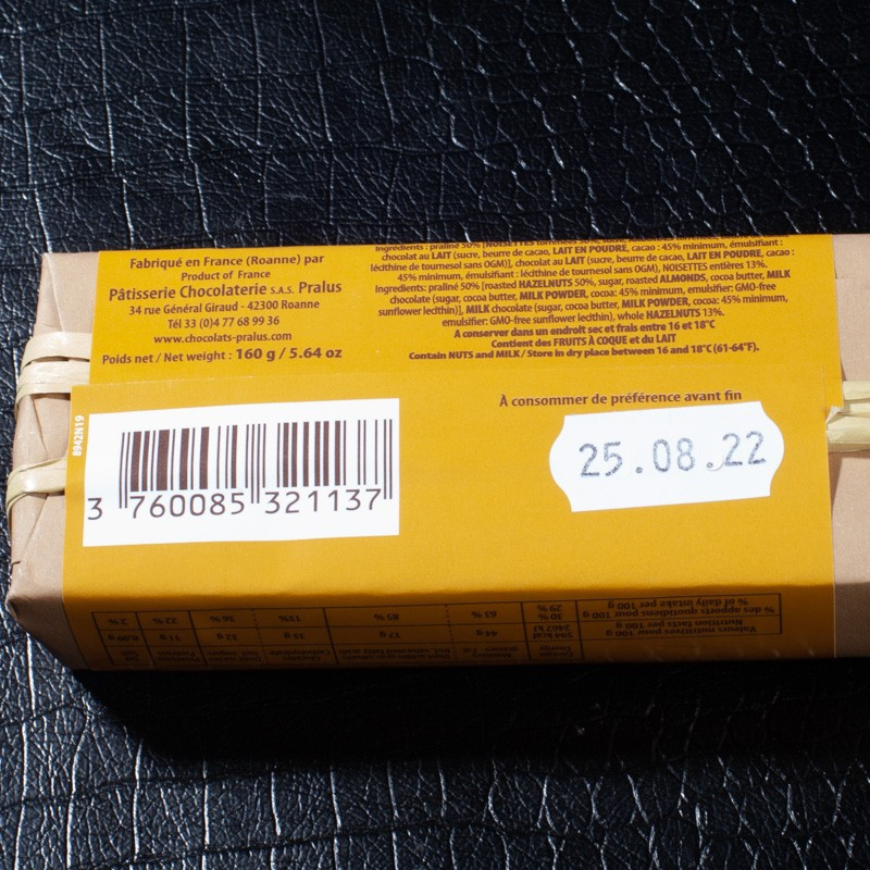 Barre infernale lait 160g Pralus  Tablettes de chocolat
