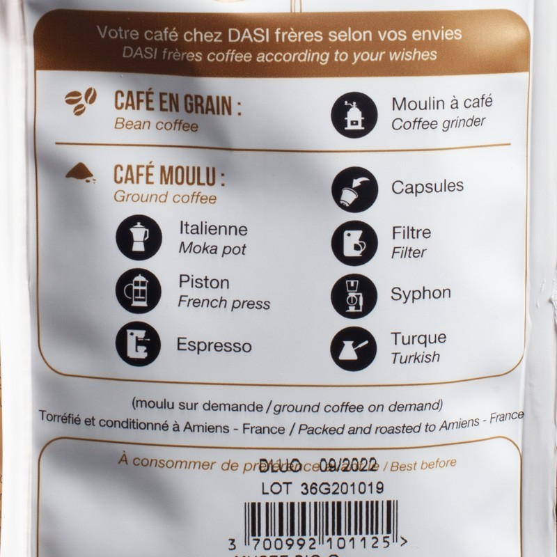 Café du musée grain Bio Dasi frères 250g  En grain et moulu