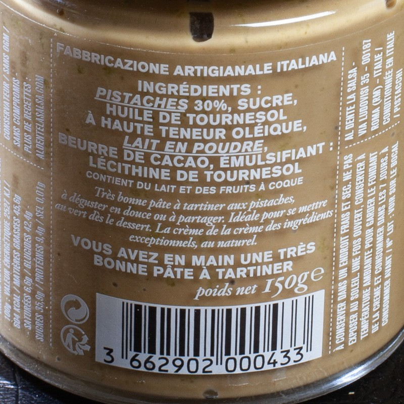 Crème de pistache 150g Al dente  Pâtes à tartiner