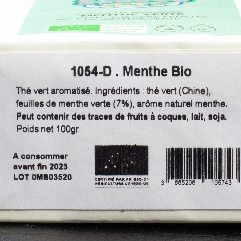 Thé vert menthe bio 100g Maison Bourgeon  Thé vert