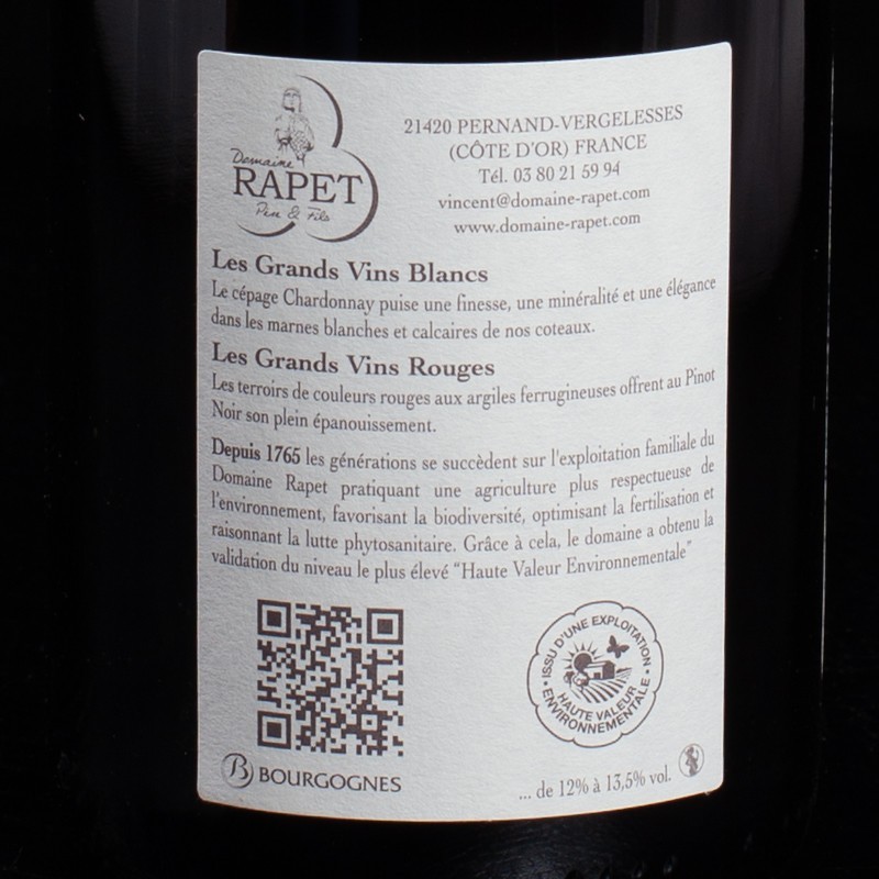Vin rouge Aloxe Corton 2018 Domaine Rapet 75cl  Vins rouges