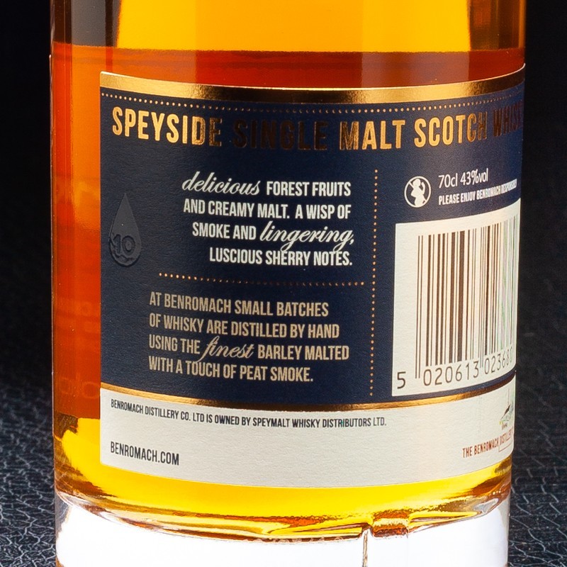 Whisky Ecossais Single Malt Speyside Benromach 10 years old 43° 70cl avec coffret  Single malt